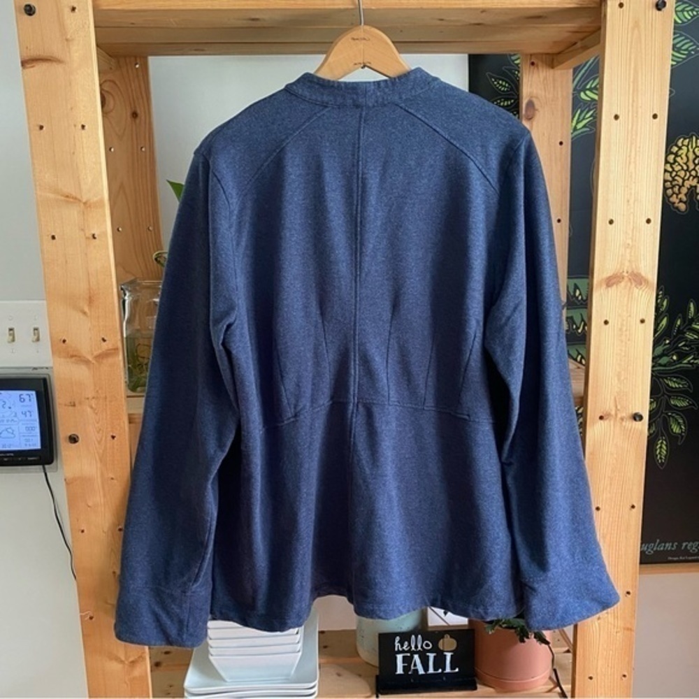 Soft Surroundings Navy Blue Kajal Full Zipper Sweatshirt Jacket Large - Picture 4 of 13